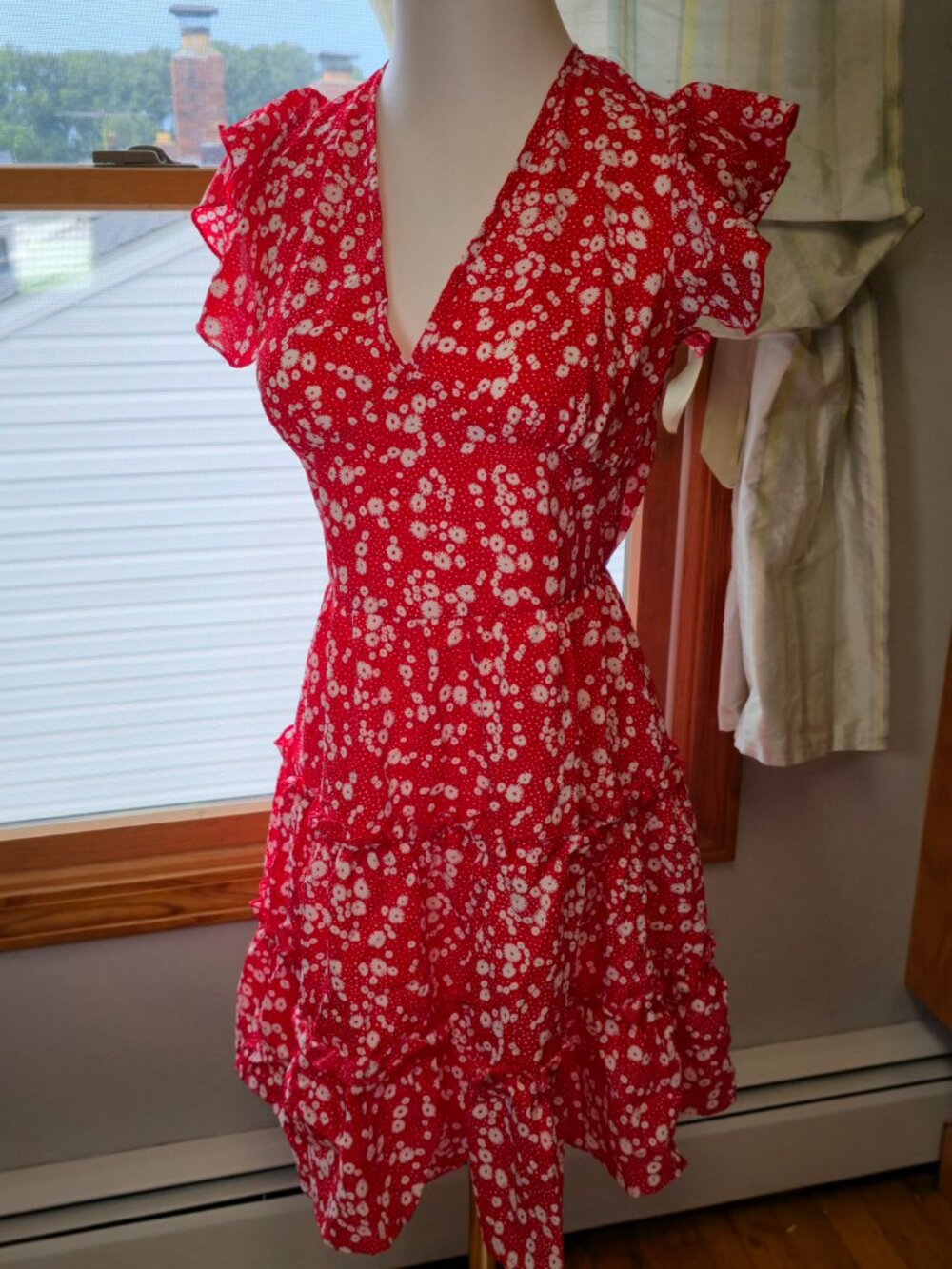 Red and White Floral Bikini with dress coverup